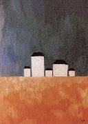 Kasimir Malevich Five house Landscape oil